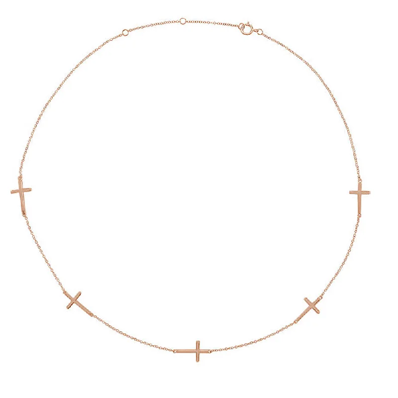 Exclusive Jewelry Bundles At Discounted Rates 14k Yellow, White or Rose Gold 5 Station Sideways Cross Necklace Exclusive Jewelry Bundles At Discounted Rates 14k Yellow, White or Rose Gold 5 Station Sideways Cross Necklace
