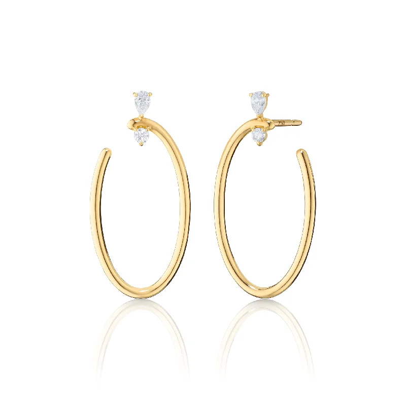 Flash Sale On Stunning Jewelry – Don't Miss Out 18K Gold Large Oval “Galaxy Wrap Hoop” Earrings with White Diamonds Flash Sale On Stunning Jewelry – Don't Miss Out 18K Gold Large Oval “Galaxy Wrap Hoop” Earrings with White Diamonds