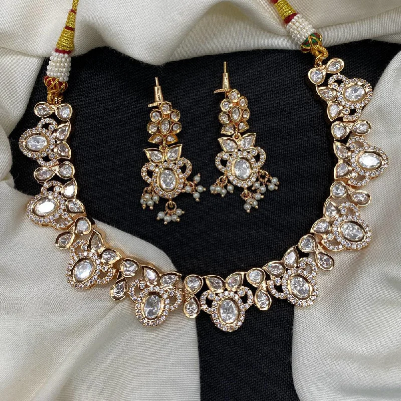 Discounted Luxury Jewelry – Shine Without The Splurge Amoliya Jewels Gold Plated Polki Kundan Stone Necklace Set