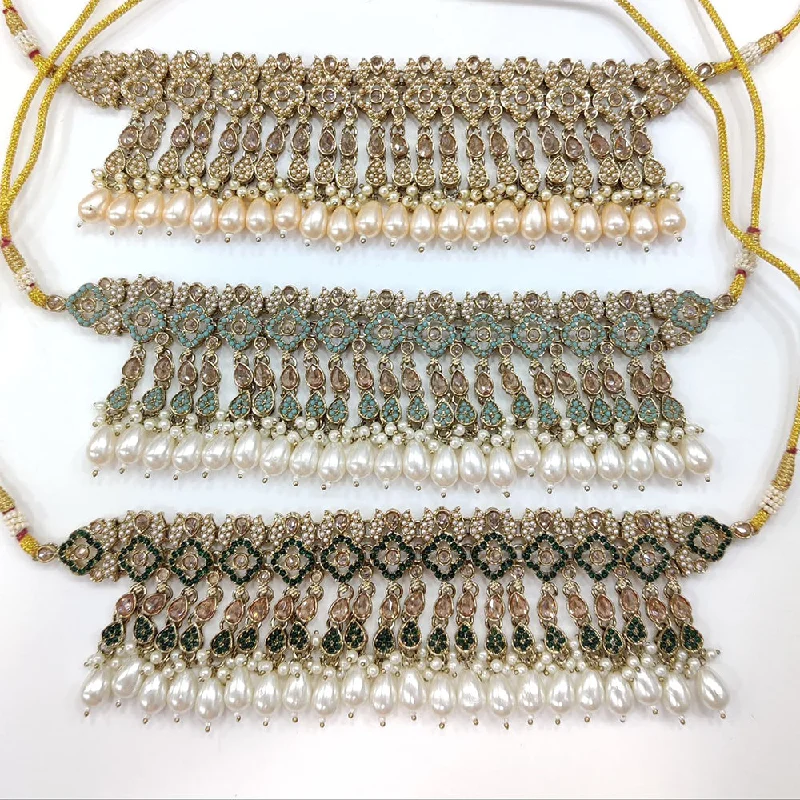 Huge Markdowns On Premium Jewelry Styles Anjali Jewellery Gold Plated Crystal Stone And Beads Choker Necklace Set Huge Markdowns On Premium Jewelry Styles Anjali Jewellery Gold Plated Crystal Stone And Beads Choker Necklace Set