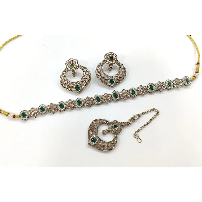 Grab Stylish Jewelry Before The Sale Ends Anjali Jewellery Gold Plated Crystal Stone And Beads Choker Necklace Set Grab Stylish Jewelry Before The Sale Ends Anjali Jewellery Gold Plated Crystal Stone And Beads Choker Necklace Set