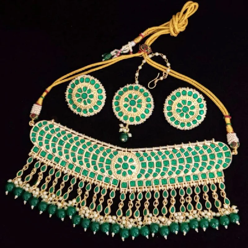 High-Quality Jewelry At A Fraction Of The Cost Anjali Jewellery Gold Plated Kundan Stone And Beads Choker Necklace Set High-Quality Jewelry At A Fraction Of The Cost Anjali Jewellery Gold Plated Kundan Stone And Beads Choker Necklace Set
