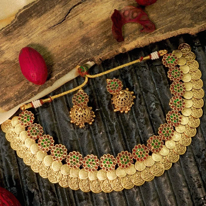Dazzle With Discounts – Shop Jewelry On Sale Antique Finish Best seller multicolor Short Necklace Set