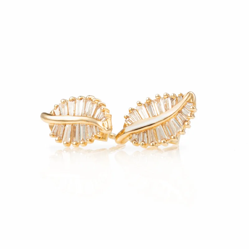 Stunning Jewelry At A Fraction Of The Price Baguette Leaf Stud Earrings
