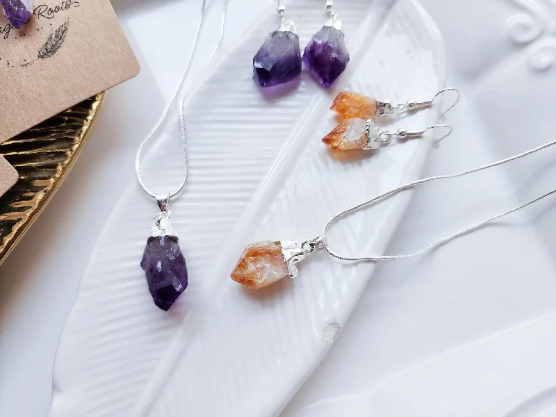 Don't Miss Our Biggest Jewelry Sale Of The Season Citrine Silver Dipped Pendant Necklace & Earring Set Don't Miss Our Biggest Jewelry Sale Of The Season Citrine Silver Dipped Pendant Necklace & Earring Set