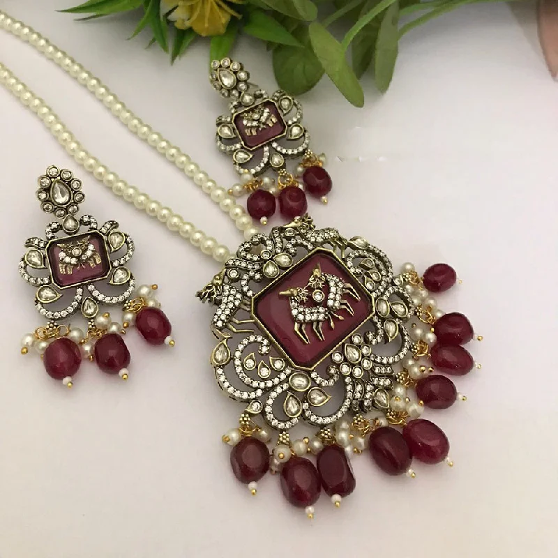 Chic And Stylish Jewelry At Exclusive Prices FS Collection Gold Plated Austrian Stone Dear Design Pearls Long Necklace Set Chic And Stylish Jewelry At Exclusive Prices FS Collection Gold Plated Austrian Stone Dear Design Pearls Long Necklace Set
