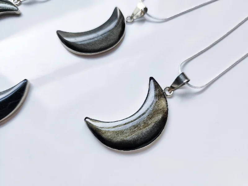 Grab Your Favorite Jewelry At The Lowest Prices Gold Sheen Obsidian Crescent Moon Pendant Necklace Grab Your Favorite Jewelry At The Lowest Prices Gold Sheen Obsidian Crescent Moon Pendant Necklace