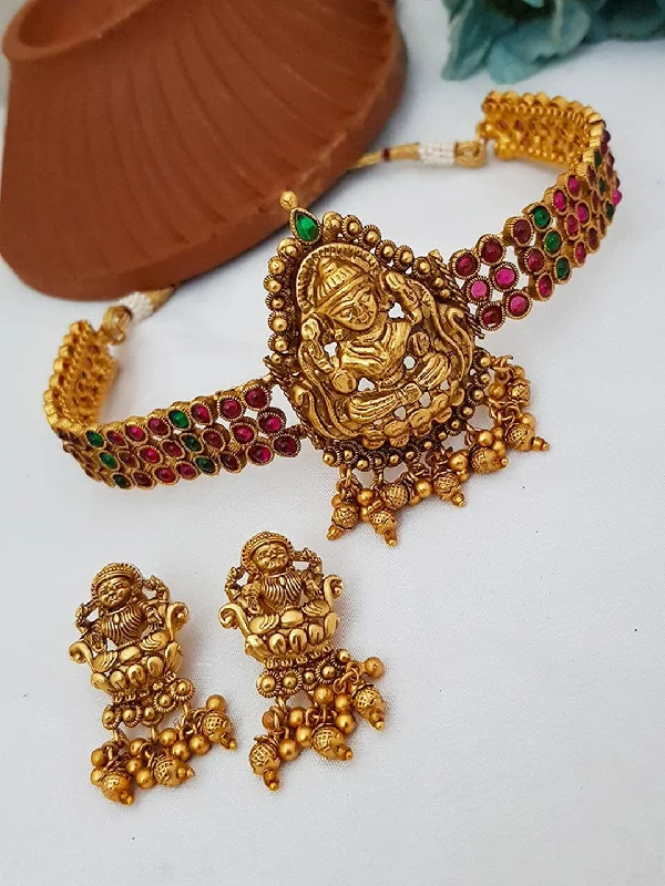 Best Jewelry Sale – Shop Exclusive Designs Now Micro Gold Polish Premium Laxmi Sleek Choker set Best Jewelry Sale – Shop Exclusive Designs Now Micro Gold Polish Premium Laxmi Sleek Choker set