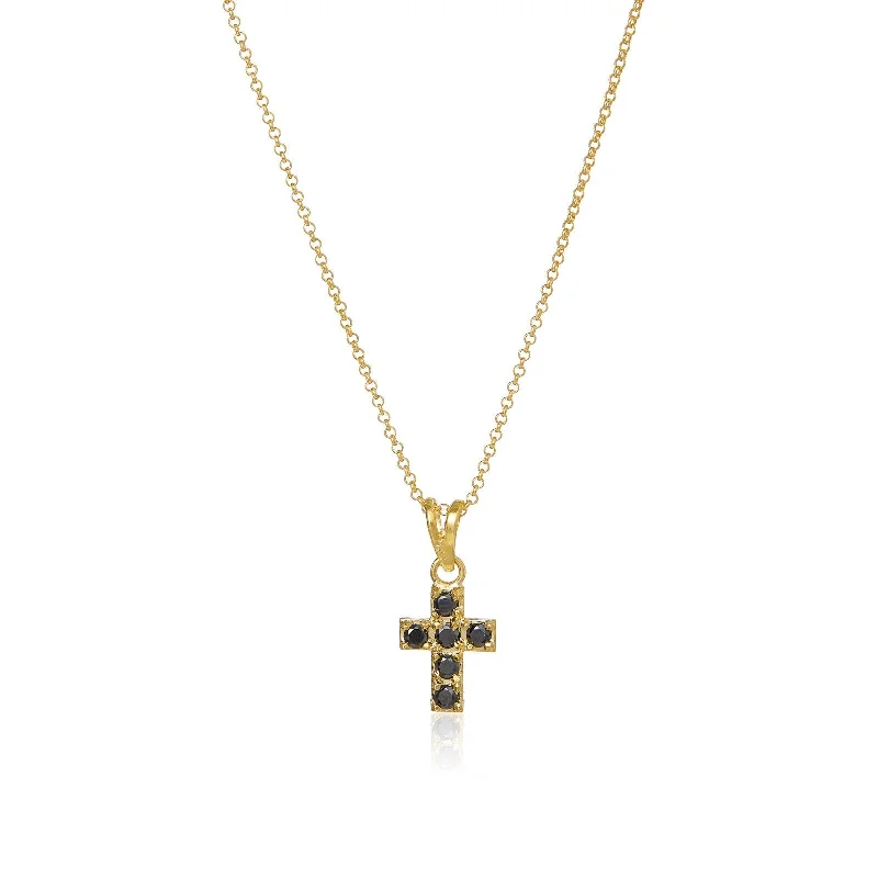 Shop Jewelry That Shines Without The High Price Cross 18K Gold Plated Necklace w. Spinel