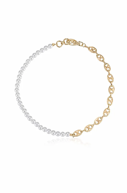Your Dream Jewelry At Dream Prices Pearl and Modern Chain Link Collar Necklace