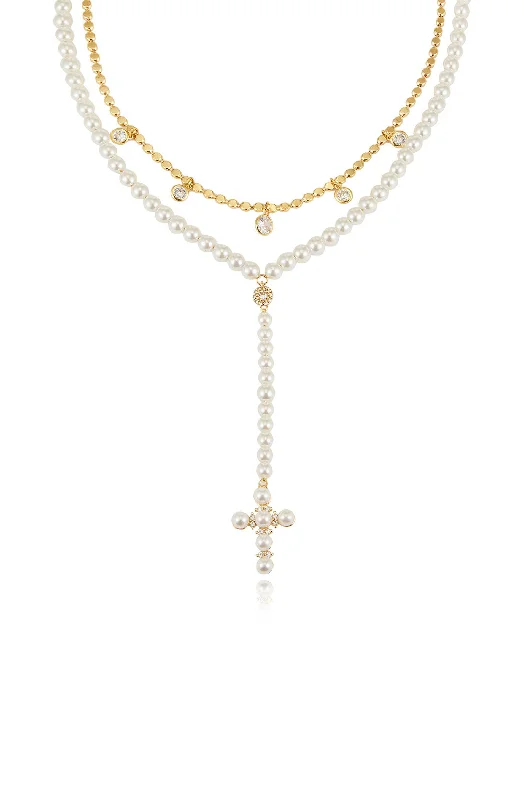 Shop Stylish Jewelry Now And Save Big Pearl Cross Drop Lariat Necklace Set