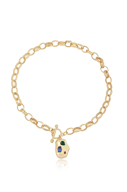 Grab Stylish Jewelry Before The Sale Ends Rainbow Crystal Nugget Toggle Necklace