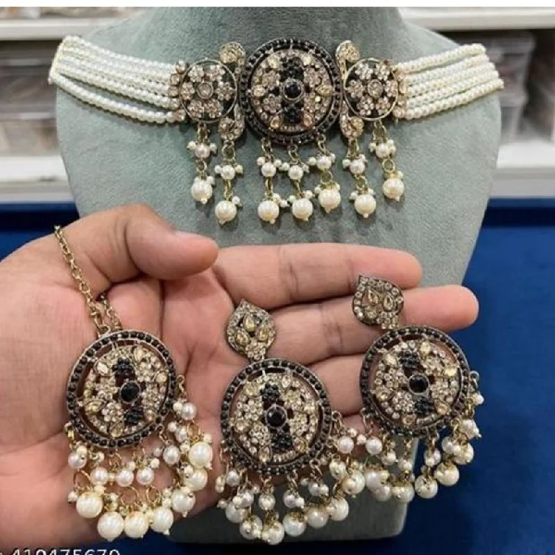 Luxury Jewelry At Unbeatable Discounts Shree Chamunda Jewellers Gold Plated Austrian Stone And Pearl Choker Necklace Set Luxury Jewelry At Unbeatable Discounts Shree Chamunda Jewellers Gold Plated Austrian Stone And Pearl Choker Necklace Set