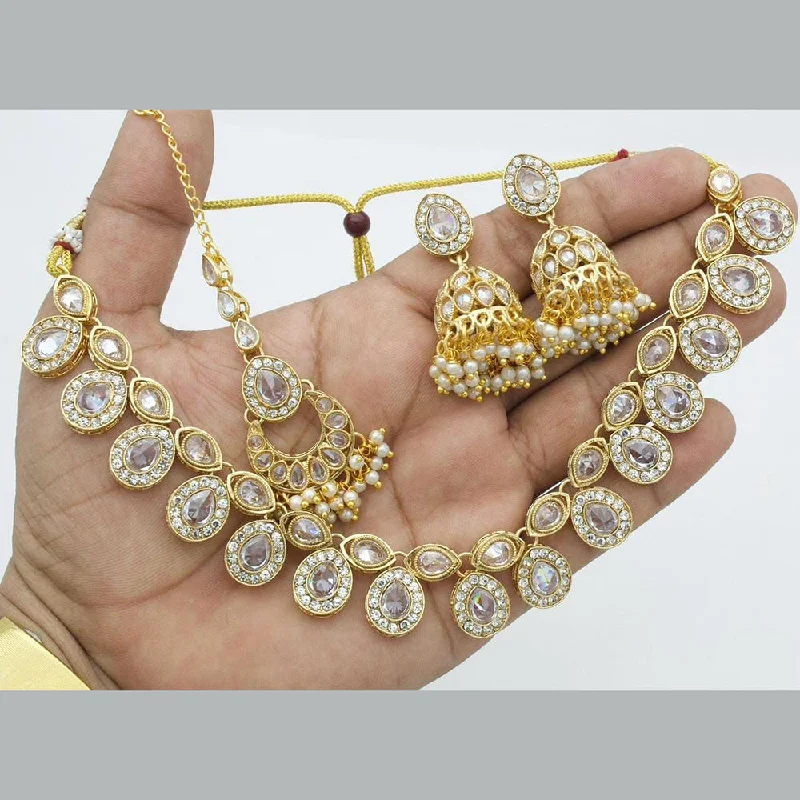 Buy More, Save More On Stunning Jewelry Designs Shree Chamunda Jewellers Gold Plated Crystal Stone And Pearl Necklace Set Buy More, Save More On Stunning Jewelry Designs Shree Chamunda Jewellers Gold Plated Crystal Stone And Pearl Necklace Set
