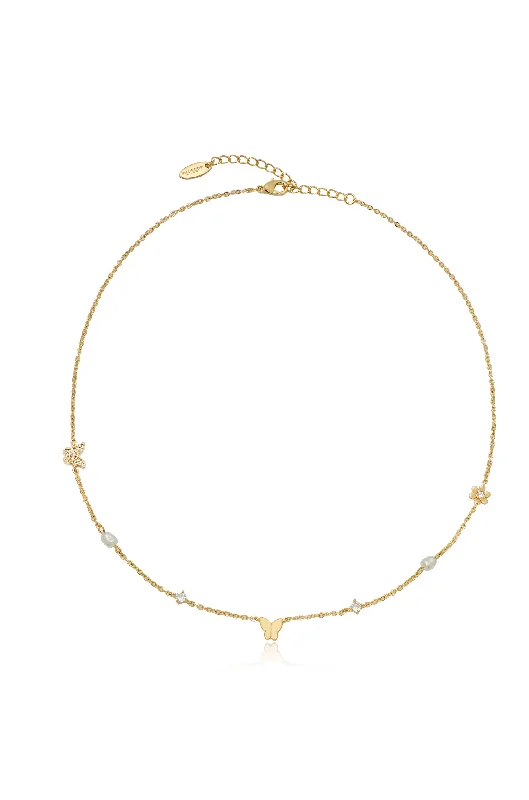 Big Discounts On Elegant Jewelry Collections Subtle Butterflies and Pearl Necklace