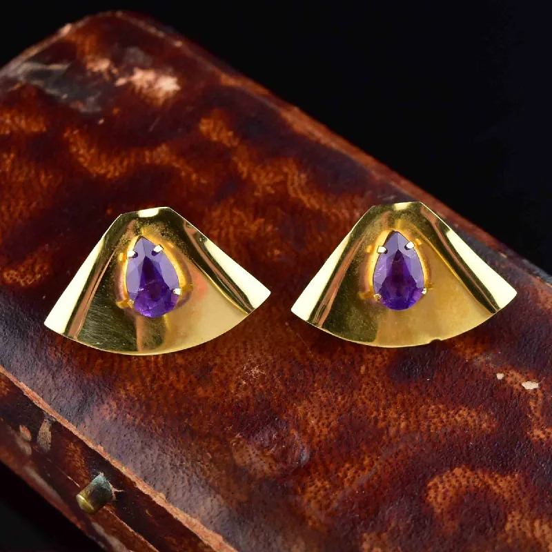 Shop Fine Jewelry With Exclusive Savings Vintage 10K Gold Fan Amethyst Stud Earrings Shop Fine Jewelry With Exclusive Savings Vintage 10K Gold Fan Amethyst Stud Earrings