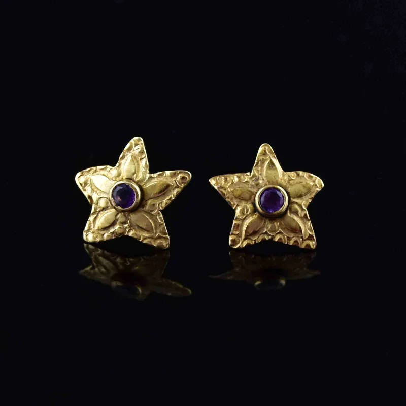 Chic And Stylish Jewelry At Exclusive Prices Vintage 14K Gold Star Amethyst Stud Earrings Chic And Stylish Jewelry At Exclusive Prices Vintage 14K Gold Star Amethyst Stud Earrings
