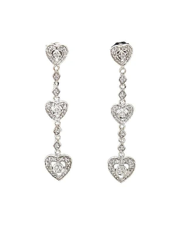 Premium Jewelry, Premium Discounts – Act Fast 14K White Gold Diamond Heart Dangle Earrings