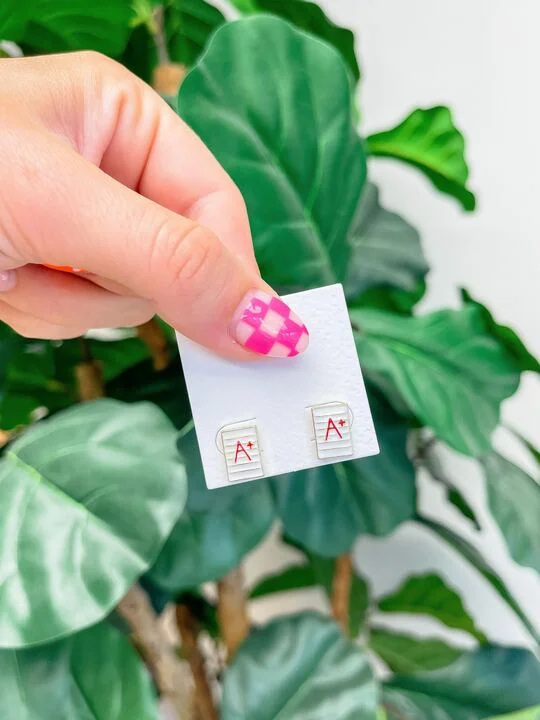 Luxury Handcrafted Jewelry For Elegant Looks 'A+' Teacher Signature Enamel Studs by Prep Obsessed Luxury Handcrafted Jewelry For Elegant Looks 'A+' Teacher Signature Enamel Studs by Prep Obsessed