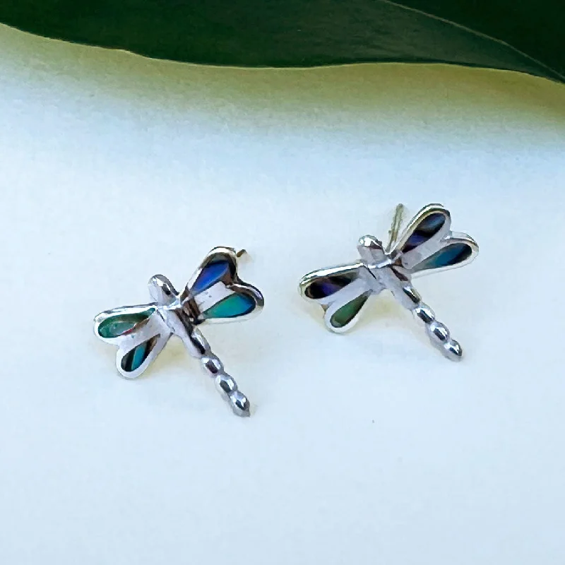 Shop Elegant Jewelry At Unbeatable Prices Abalone Dragonfly Studs - Sterling Silver, Indonesia