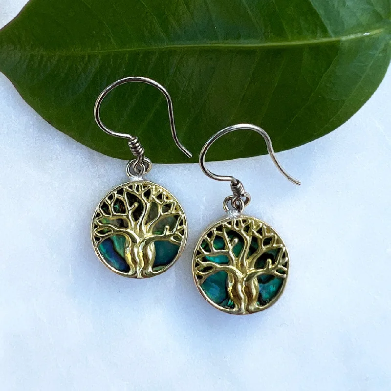 Seasonal Jewelry Clearance – Best Styles At The Lowest Prices Abalone Tree of Life Earrings - Brass, Indonesia