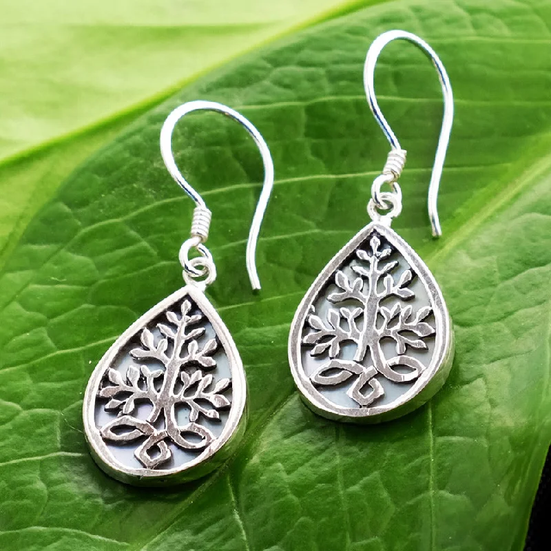 Discounted Jewelry For A Glamorous Look Akar Mother of Pearl Earrings - Sterling Silver, Indonesia
