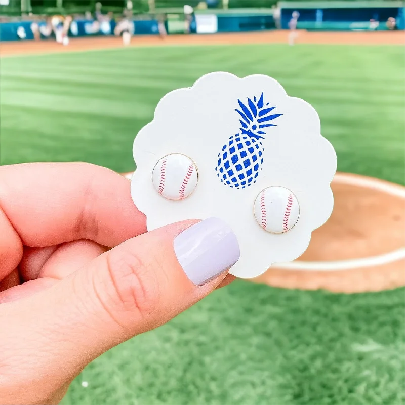 Exclusive Jewelry Sale – Sparkle For Less Baseball Signature Enamel Studs by Prep Obsessed