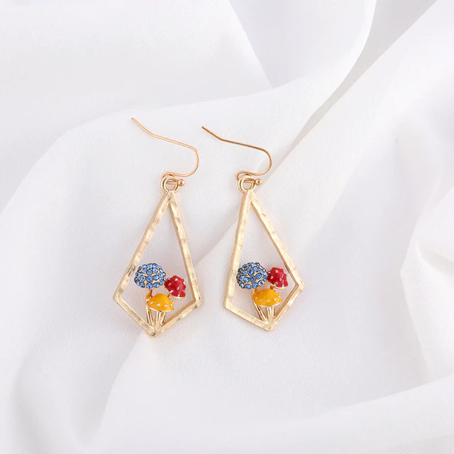 Limited-Time Offer On Premium Jewelry Collections Beautiful Gold and Crystal Boho Mushroom Earrings Limited-Time Offer On Premium Jewelry Collections Beautiful Gold and Crystal Boho Mushroom Earrings