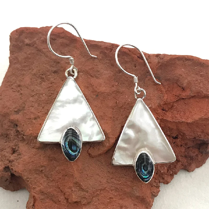 Limited-Time Offer On Elegant Jewelry Pieces Mother-of-Pearl Triangle Earrings - Sterling Silver, Indonesia