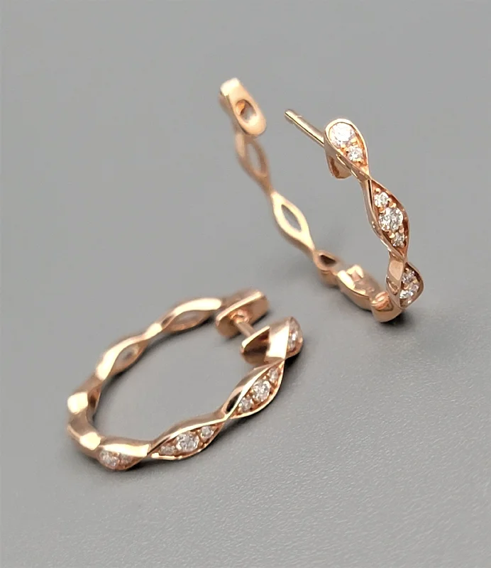 Bold And Beautiful Jewelry Now At Irresistible Prices 14K Rose Gold Diamond Hoop Earrings