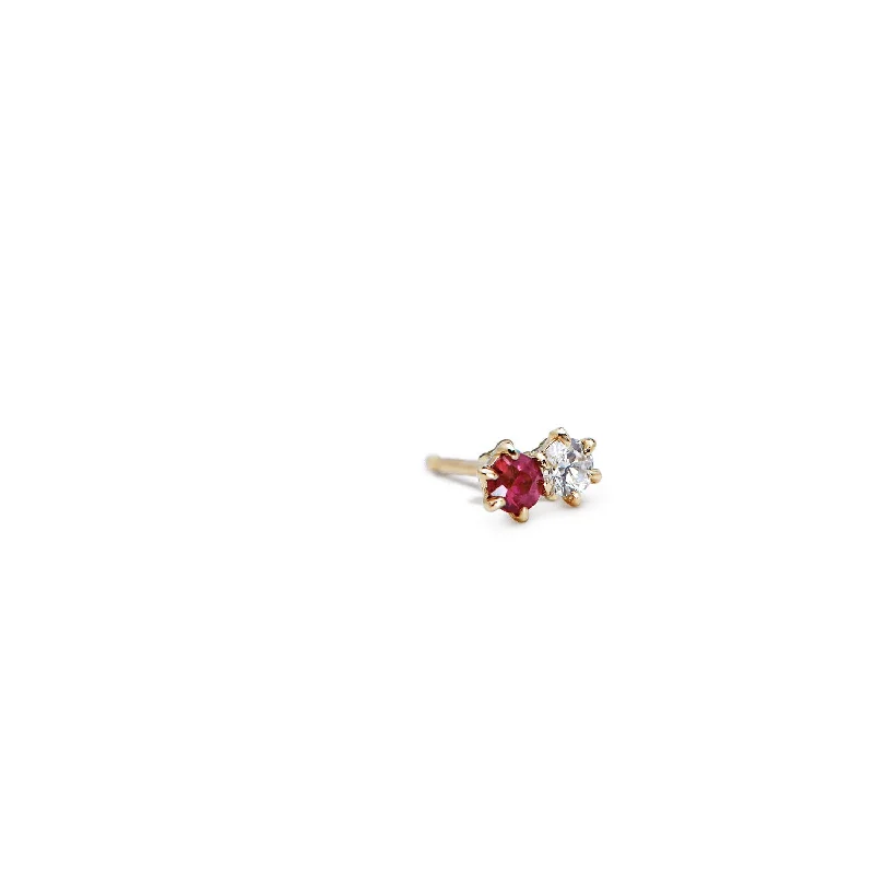 Chic, Trendy, And Affordable Jewelry Sale Diamond and Ruby Duo Studs