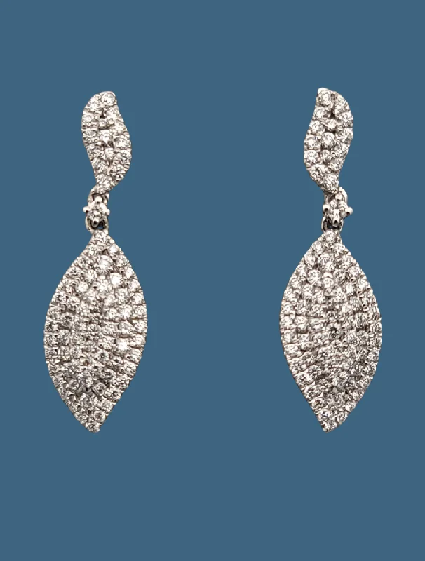 Once-A-Year Jewelry Sale – Grab Your Favorites Now Diamond Dangle Leaf Earrings 14K White Gold