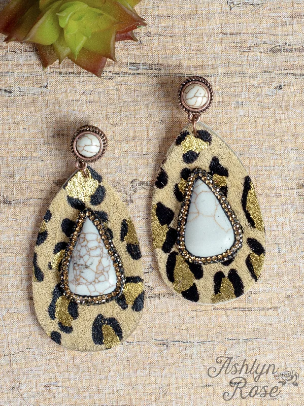 Shop Handcrafted Jewelry At Special Promotional Rates Dirt Road Ridin' Leopard Teardrop White Stud Casing and Center Stone