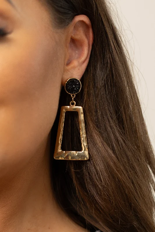 Holiday Jewelry Sale – Perfect Gifts At Great Prices Don't Box Me In Gold Rectangular Hoops with Raw Stud, Black Holiday Jewelry Sale – Perfect Gifts At Great Prices Don't Box Me In Gold Rectangular Hoops with Raw Stud, Black