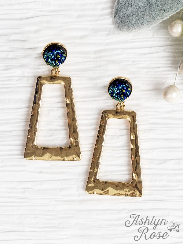 Best-Selling Jewelry Now Available At Special Deals Don't Box Me In Gold Rectangular Hoops with Raw Stud, Blue Best-Selling Jewelry Now Available At Special Deals Don't Box Me In Gold Rectangular Hoops with Raw Stud, Blue