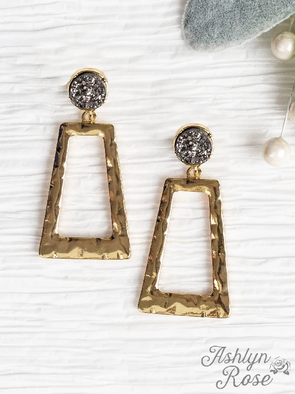 Shop Trending Jewelry With Exclusive Savings Don't Box Me In Gold Rectangular Hoops with Raw Stud, Grey Shop Trending Jewelry With Exclusive Savings Don't Box Me In Gold Rectangular Hoops with Raw Stud, Grey