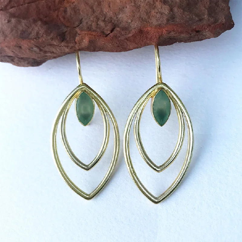 Luxury Meets Affordability – Jewelry Sale Live Now Double Leaf Earrings - Gold/Chalcedony, India