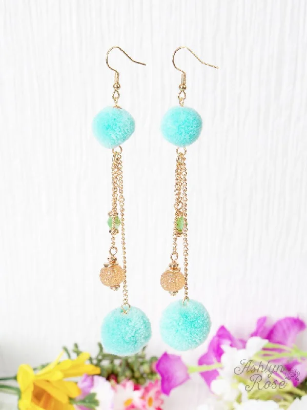 Shop Dazzling Jewelry With Special Promotional Discounts Double The Pom Earrings, Turquoise Shop Dazzling Jewelry With Special Promotional Discounts Double The Pom Earrings, Turquoise