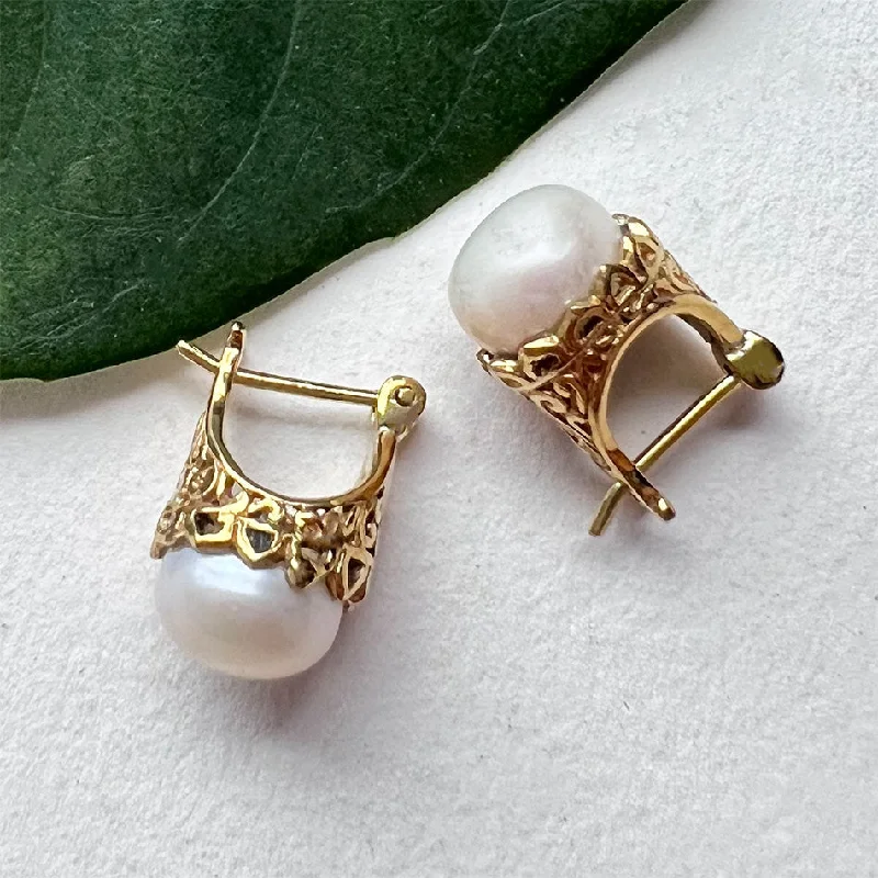 Elegant Jewelry Styles At Budget-Friendly Prices Filigree Pearl Earrings - Brass , Indonesia