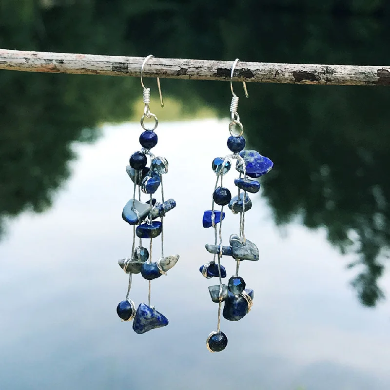 Personalized Jewelry At Special Discount Rates Floating Earrings - Lapis, Thailand