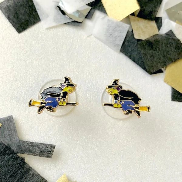 Final Call For Exquisite Jewelry At Reduced Rates Spooky Flying Witch Signature Enamel Studs Final Call For Exquisite Jewelry At Reduced Rates Spooky Flying Witch Signature Enamel Studs