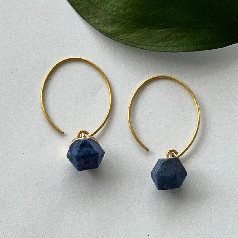 Handmade Pearl Jewelry For Timeless Elegance Geometric Stone Hoops - Lapis, Thailand