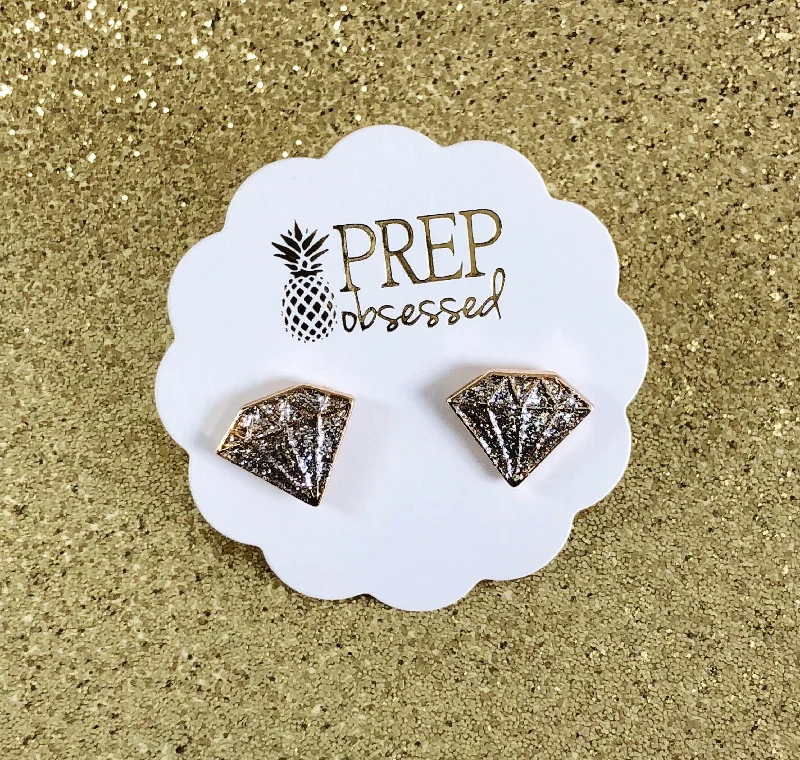Customized Silver Jewelry For Unique Style Glitter Diamond Signature Enamel Studs by Prep Obsessed Customized Silver Jewelry For Unique Style Glitter Diamond Signature Enamel Studs by Prep Obsessed