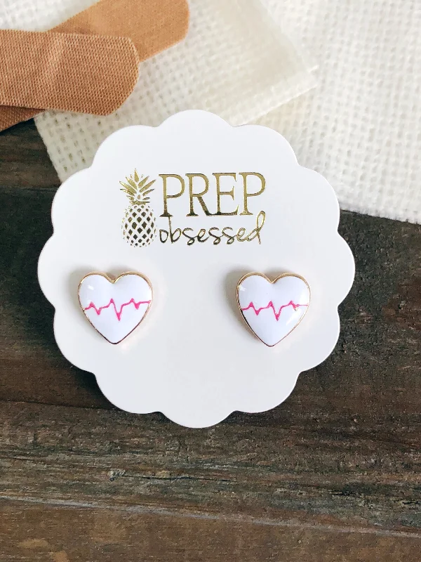 Fashion-Forward Jewelry At Exclusive Discounts Heart Beat Signature Enamel Studs by Prep Obsessed