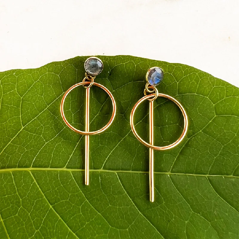 Seasonal Jewelry Deals – Elevate Your Style Labradorite Circle Bar Earrings - Brass, India