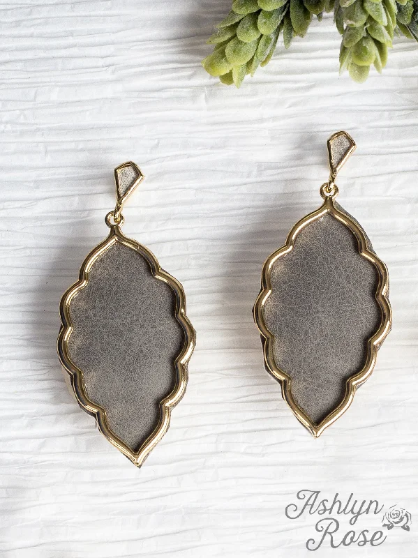 Dainty Floral Jewelry For Feminine Elegance Let's Fall in Love Rain Drop Earrings with Gold Casing, Grey Dainty Floral Jewelry For Feminine Elegance Let's Fall in Love Rain Drop Earrings with Gold Casing, Grey