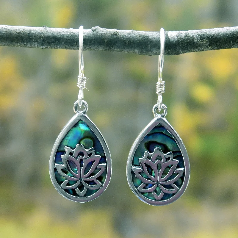 Last Chance To Grab Your Favorite Jewelry At A Discount Lotus Abalone Earrings - Sterling Silver, Indonesia