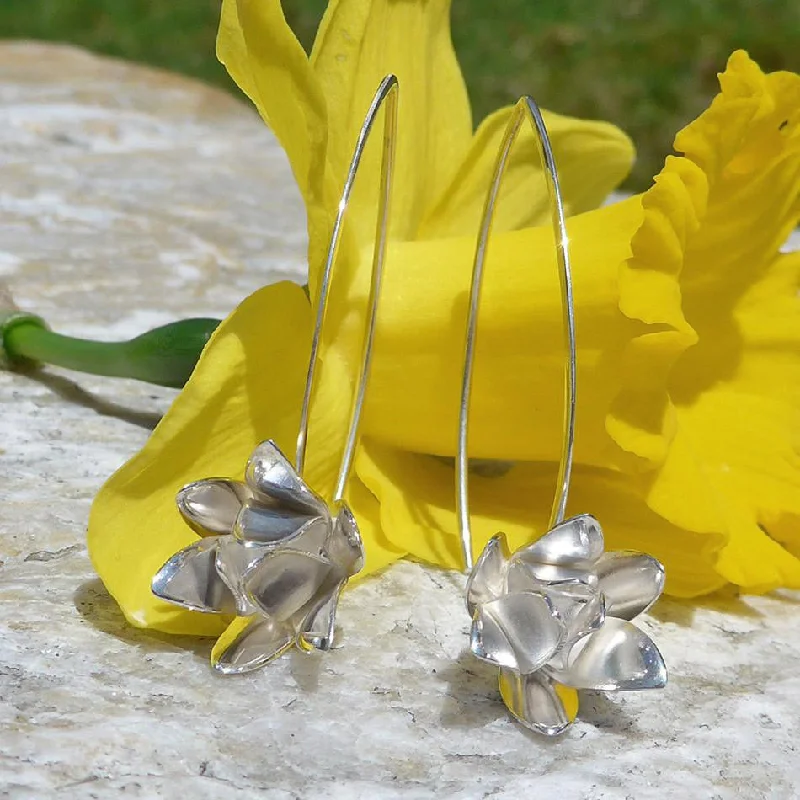 Luxury Jewelry Sale – Sparkle For Less Lotus Blossom Earrings - Sterling Silver, Indonesia