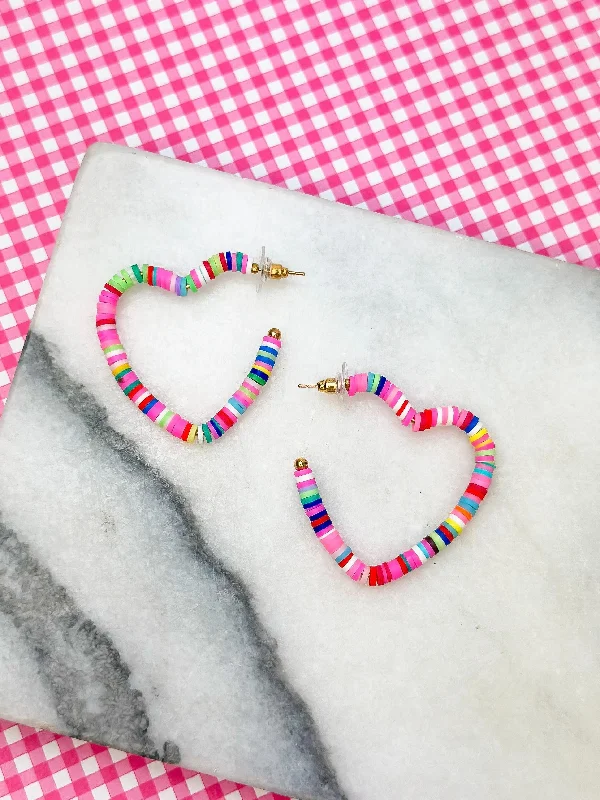 High-End Sparkle, Low-End Prices – Jewelry Sale Live Maddie Rubber Disc Open Heart Hoop Earrings - Multi