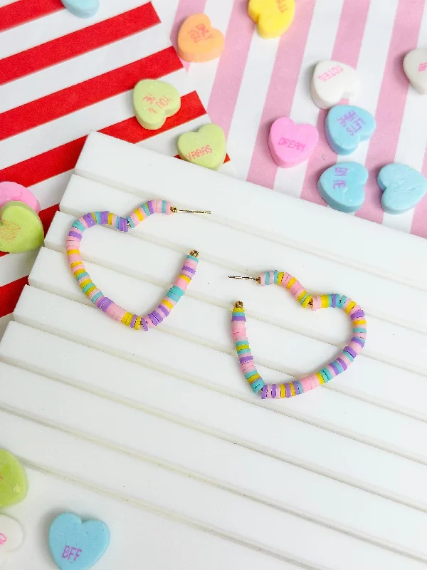 Glamorous Jewelry, Glamorous Deals – Shop Now Maddie Rubber Disc Open Heart Hoop Earrings - Purple Multi